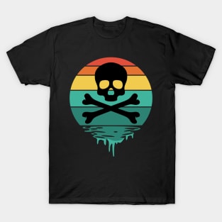 Vintage Sunset Skull and Cross Bones T-Shirt